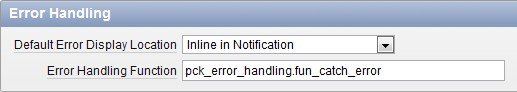 locating the error handling function in application properties